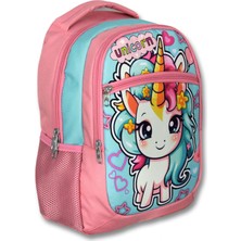 Ümit Çanta Üç Gözlü Kız Çocuk Ilkokul Çantası - Bebek Unicorn - Pembe Turkuaz - 5048