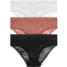 Suwen 3 Lü Dantelli Yüksek Bel Slip Külot
