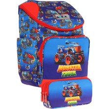 Kaukko Kırmızı Mavi, Monster Truck, Erkek Çocuk Okul Çantası ve Kalem Çantası Seti - L5257+L8257