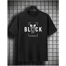 Oversize T-Shirt Black Baskılı Siyah Renk