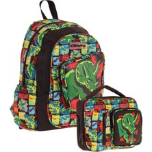 Kaukko Kids 3D Gergedan Detaylı Okul Çantası (L5263) ve Thermo Beslenme Çantası (L7263) Seti - Erkek Çocuk