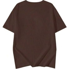 Oversize T-Shirt Baskılı Kahverengi Renk