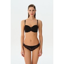 Suwen Linda Lace Dolgusuz Straplez Sütyen - Siyah