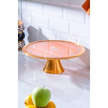 Acar Passifolia Döner Cam Pasta Standı 30 cm | Gold Detaylı Ayaklı Sunum Tabağı