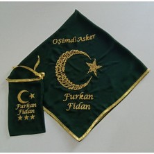 Yeşil Şifon Isimli O Şimdi Asker Nakış Işlemeli Kına Örtüsü Omuz Şalı Isimli Eldiven