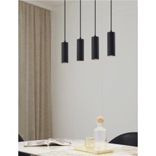 Mylights Dörtlü 4lü Sıralı Siyah Masaüstü Tavan Sarkıt LED Spot Tasarruflu LED Ampul Mutfak Adası Otel Kafe Restaurant Modern