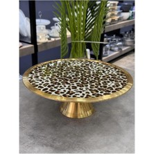 Acar Ortigia Cam Standlı Pasta Sunum Seti | Gold Detaylı Şık Tasarım – 30 cm