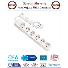 Viko Multi-Let Altılı Topraklı Priz - 2 Metre - Çocuk Korumalı - Beyaz - Orjinal Ürün