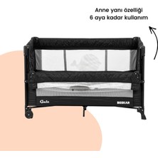Gulz Beskar Anne Yanı Sallanır Cibinlikli Dönenceli Alt Açmalı Oyun Parkı Park Yatak Bebek Beşik 70X120 cm + Yataklı