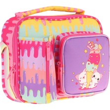 Kaukko Kız Çocuk, Sarı Mor, Dondurma Baskılı Isı Yalıtımlı Üç Bölmeli (Matara Cepli) Okul Beslenme Çantası L7247