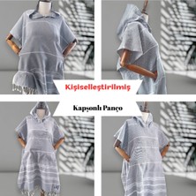 Kişiye Özel Baskılı Kapüşonlu Plaj Pançosu | Isim Yazılı Pamuklu Havlu Poncho |unisex Peştamal Kumaş
