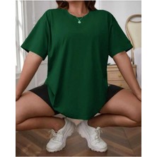 Oversize T-Shirt Baskılı Yeşil Renk