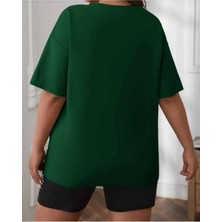 Oversize T-Shirt Baskılı Yeşil Renk