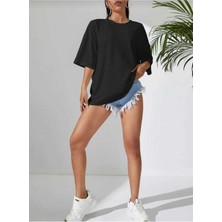 Oversize T-Shirt Baskılı Siyah Renk