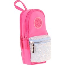 Kaukko Çanta Şekilli Kız Çocuk Üç Bölmeli Kalemlik - Pembe - Taşlı - K2722