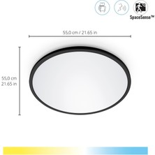 Wiz Superslim 32W Siyah Sıva Üstü Sarı-Beyaz Akıllı LED Yuvarlak Panel Tavan Armatürü 55 cm Çapında 3750 Lumen