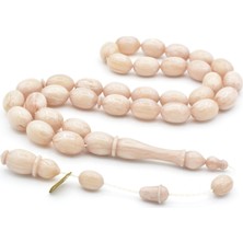 Ibrahim Uysal Imzalı Beyzi Iri Boy Bej Sıkma Kehribar Tesbih