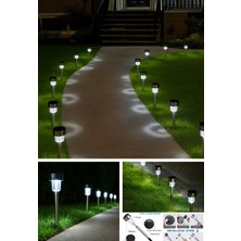 2 Adet Metal Gövdeli Beyaz Ledli Solar Güneş Enerjili Bahçe Lambası 30 cm Saplama