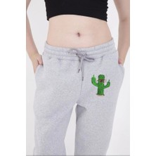 Modavera Lastikli Baskılı Eşofman Pantolon - Gri