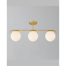 Mylights Üçlü Antik Eskitme Opal Camlı Plofonyer Avize  Modern Spor Avize