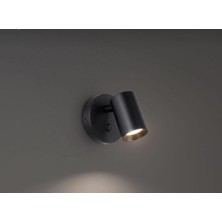 Demet Habek Mylights Osram veya Panasonic Tasarruflu led Gün Işığı Ampul Metal Siyah  Gövde Anahtarlı Aplik LED Spot Hareketli Başlık Tekli