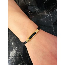 Moda Kulesi Mücevherat Erkek Gümüş Bileklik, El Yapımı Deri Örgü Kordon,14K Altın Kaplama, Kalem İşleme Desen Özel tasarım Bileklik, Eşe, Arkadaşa, Sevgiliye Hediye