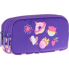 Kaukko Kids Üç Bölmeli Mor, Şekerlemeler, Kız Çocuk Okul Kalem Çantası - L8216