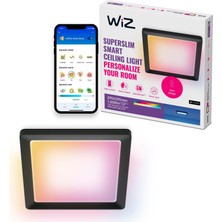 Wiz Siyah Akıllı Sıva Üstü Rgb Kare Panel Tavan Armatürü 12W