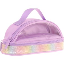 Kaukko Crescent Taşıma Saplı Kız Çocuk Iki Gözlü Kalemlik - Lila , Şeffaf Cepli - K2728