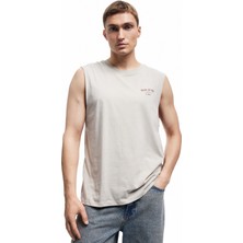 Koton Bisiklet Yaka Kolsuz Pamuklu Arkası Baskılı Atlet