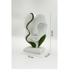Bakım Gerektirmeyen Yosunlu Büst Heykel | 3D Baskı Modern Dekor | Doğal Korunmuş Yosunlu Minimalist Heykelcik (15X24 Cm)