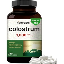 Naturebell Bovine Colostrum Supplement 1,000 mg Per Serving, 40% Igg Colostrum Powder 240 Capsules
