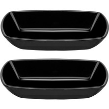 54942 Tokio Cam Siyah 2li Çerezlik Meze Servis Tabağı Kahvaltılık 18CM