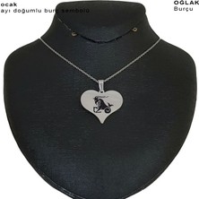 Archin Oğlak  Burçlarına Özel Kalp Motifli 925  Ayar Gümüş Plakalı Zincirli Hediyelik Kolye-456 Burç