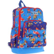 Kaukko Kids Dört Bölmeli Erkek Çocuk Silikon Aksesuarlı Mavi Kırmızı Ilkokul Çantası