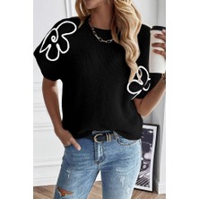 Modavera Kadın Çiçek Detaylı Triko Bluz