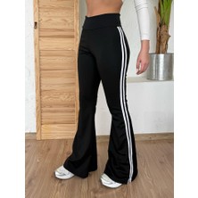 Modavera Kadın Yüksek Bel Şerit Detaylı Ispanyol Paçalı Dalgıç Pantolon