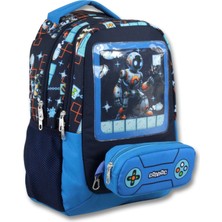 Cennec 5030 (Oyun Konsolu - Mavi Siyah - Erkek Çocuk) Okul Çantası - Kalemlikli