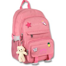 Cennec Çok Bölmeli Kız Çocuk Pembe Ilkokul ve Günlük Sırt Çantası - 5073