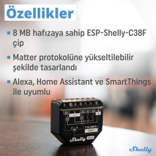 Shelly 2pm Gen3 Enerji Ölçümlü 2 Kanallı Akıllı Röle