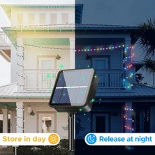 Rgb Güneş Enerjili Solar 7m 50 LED Rengarenk Top Boyut(2,5cm) Bahçe LED Dekoratif Aydınlatma Işığı