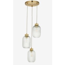 Mylights Rustik  3 lü şeffaf cam üçlü Bal Cam avize Rustik Vintage modern şık salon avize otel masaüstü kafe yatak odası mat gold altın detaylı avize