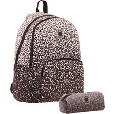Kaukko Nokta Desenli Siyah Kız Çocuk Okul Çantası ve Kalemlik Seti (Kk - K1804+KK - K2715)