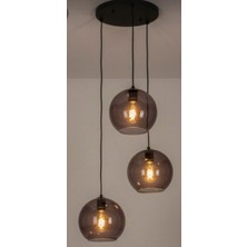 Mylights Üçlü Füme Camlı Rustik Vintage Avize Masaüstü yatak odası otel kafe salon avize oturma odası tavan üçlü sarkıt