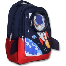 Cennec 5042 (3d Astronot - Lacivert Kırmızı - Erkek Çocuk) Okul Çantası