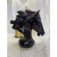 Dekoratif Siyah At Mum –altın Desenli 24CM