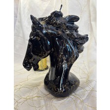 Dekoratif Siyah At Mum –altın Desenli 24CM