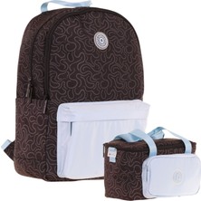 Kaukko Double Color Kız Çocuk Okul Sırt Çantası ve Beslenme Çantası Seti - Siyah Mavi