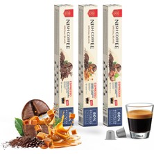 Nish Coffee Aromalı Kapsül Kahve 3'lü Set (Karamel-Çikolata-Fındık) - 30 Adet