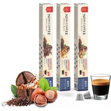 Nish Coffee Aromalı Kapsül Kahve 3'lü Set (Karamel-Çikolata-Fındık) - 30 Adet